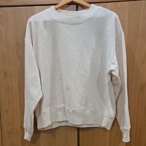 a new day Dot Glitter Sparkle Cream Crew Neck Sweater, Festive Chic, Large, VGUC